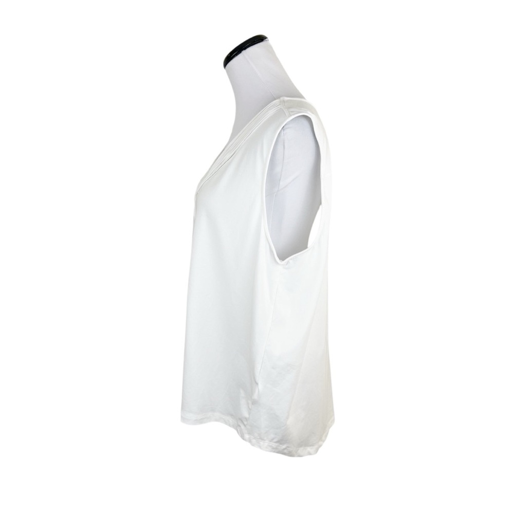 Lands End V-Neck Pintuck Pleated Tank Top White Size XL - Picture 3 of 7